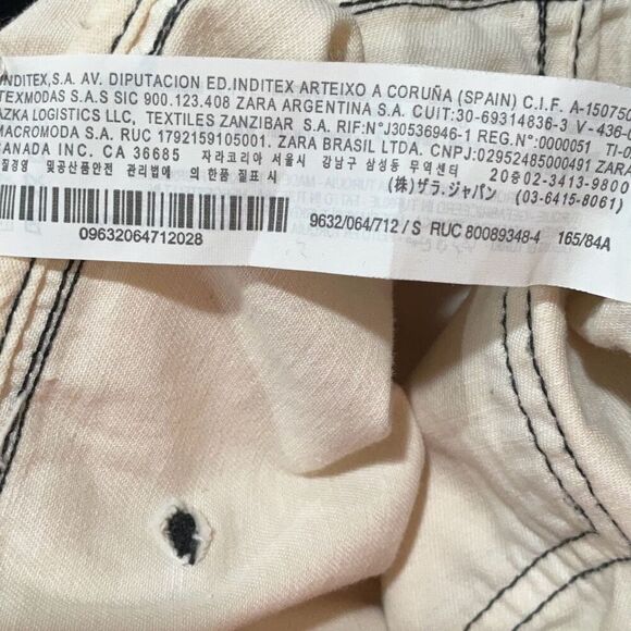 Zara Beige Cotton Linen Blend Boiler Suit Pockets Denim Utility Jumpsuit Small - Picture 12 of 14